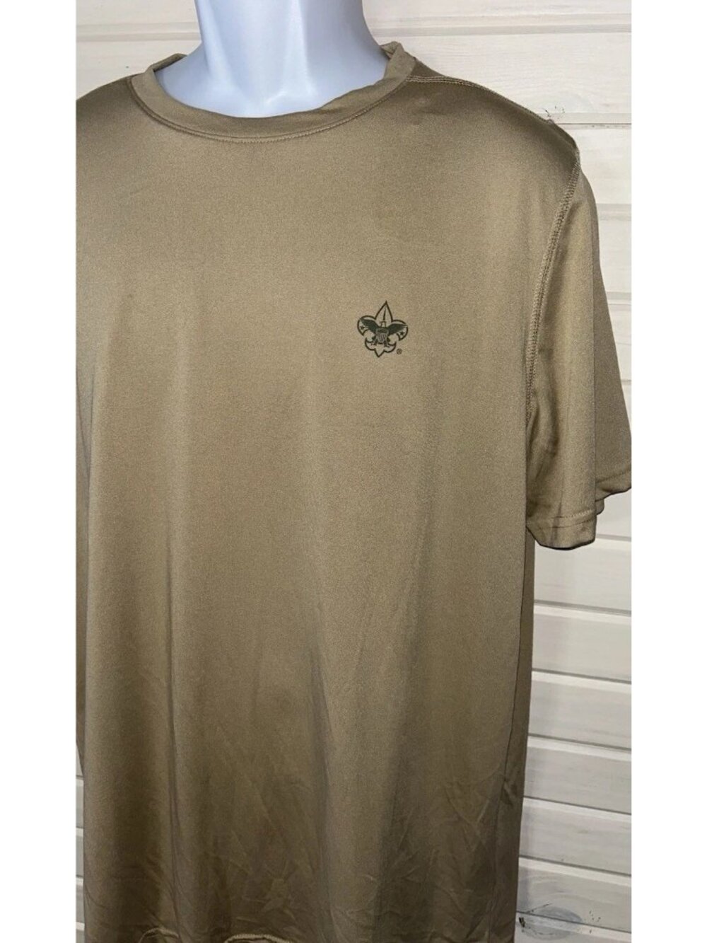 NWT BSA Boy Scouts of America Sz LARGE Adults Unisex Khaki Performance Tee